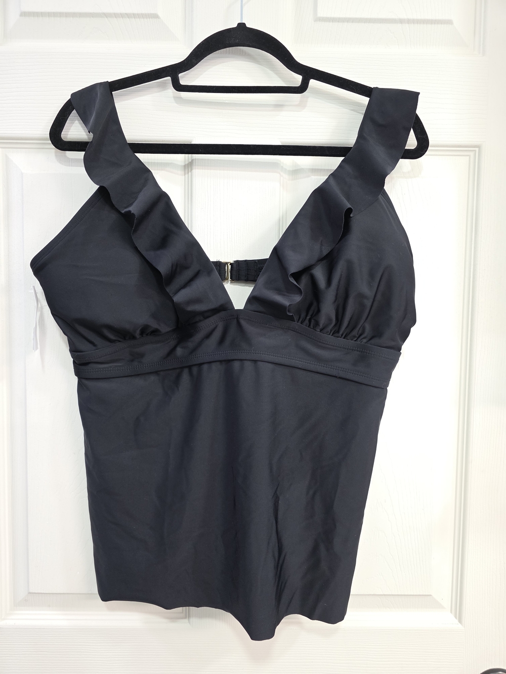 Kona Sol Black Tankini Top with Ruffle Straps